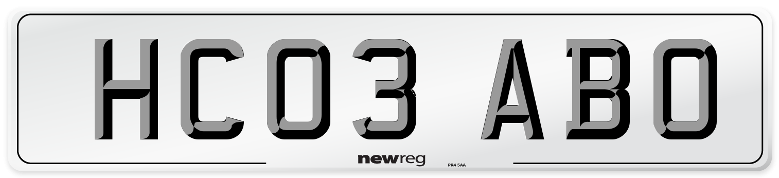 HC03 ABO Number Plate from New Reg